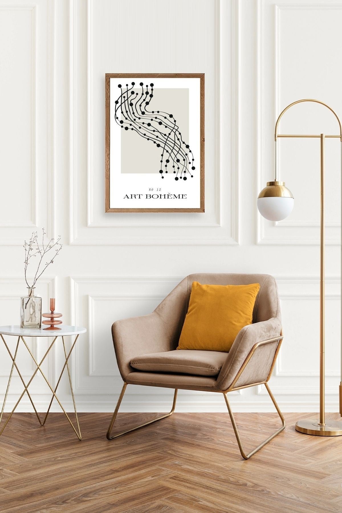 Soyut Ahşap Çerçeveli Tablo 30 x 42