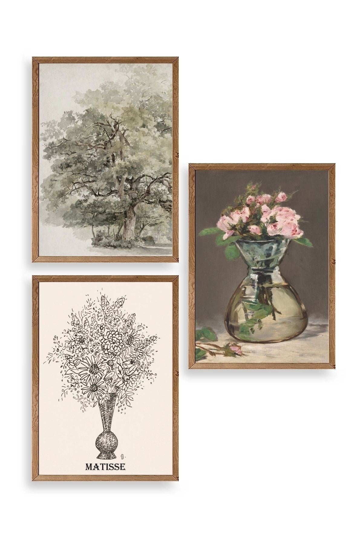 Matisse Üçlü Ahşap Çerçeveli Tablo 40 x 60