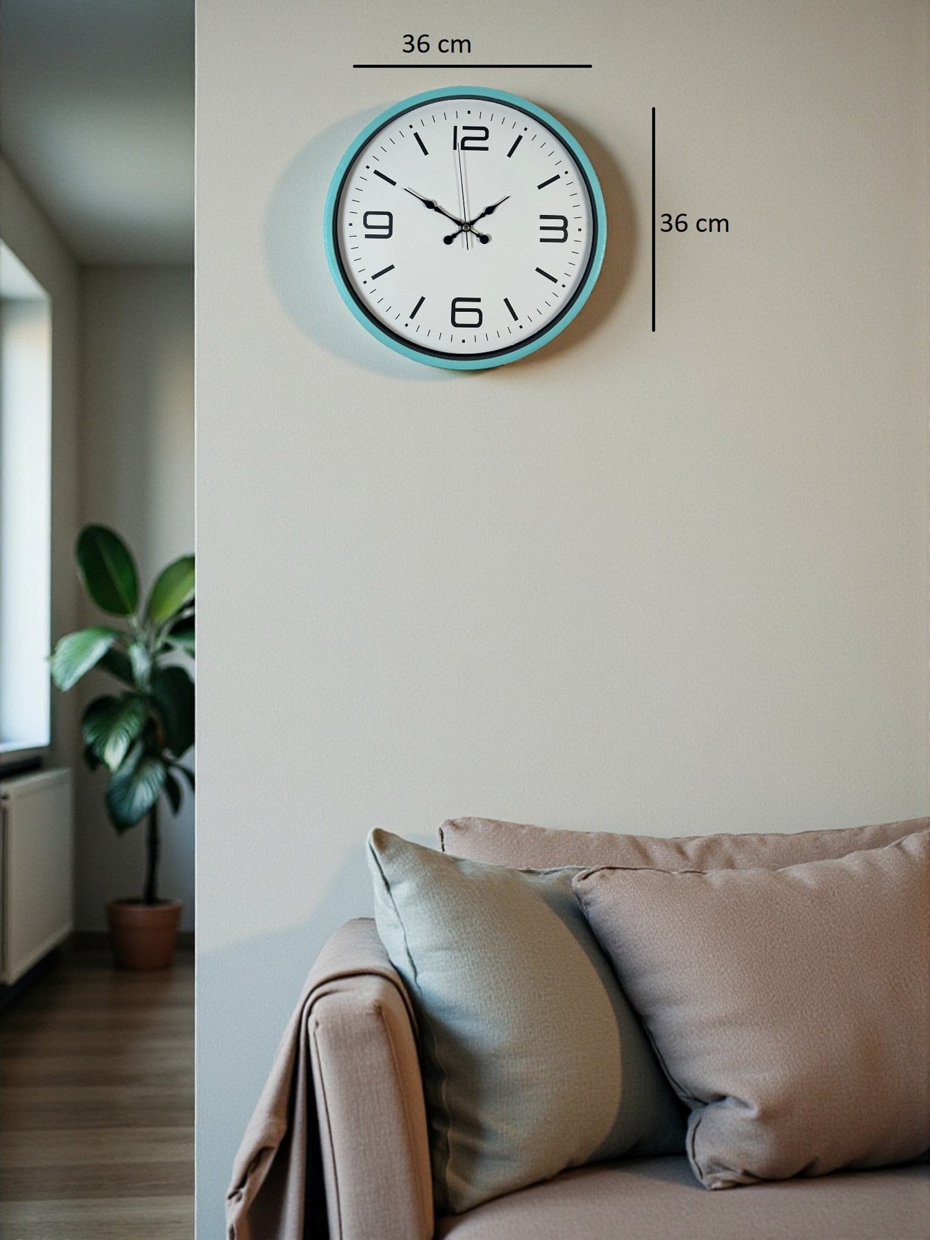 Zentime 36 Cm Turkuaz Dekoratif Duvar Saati