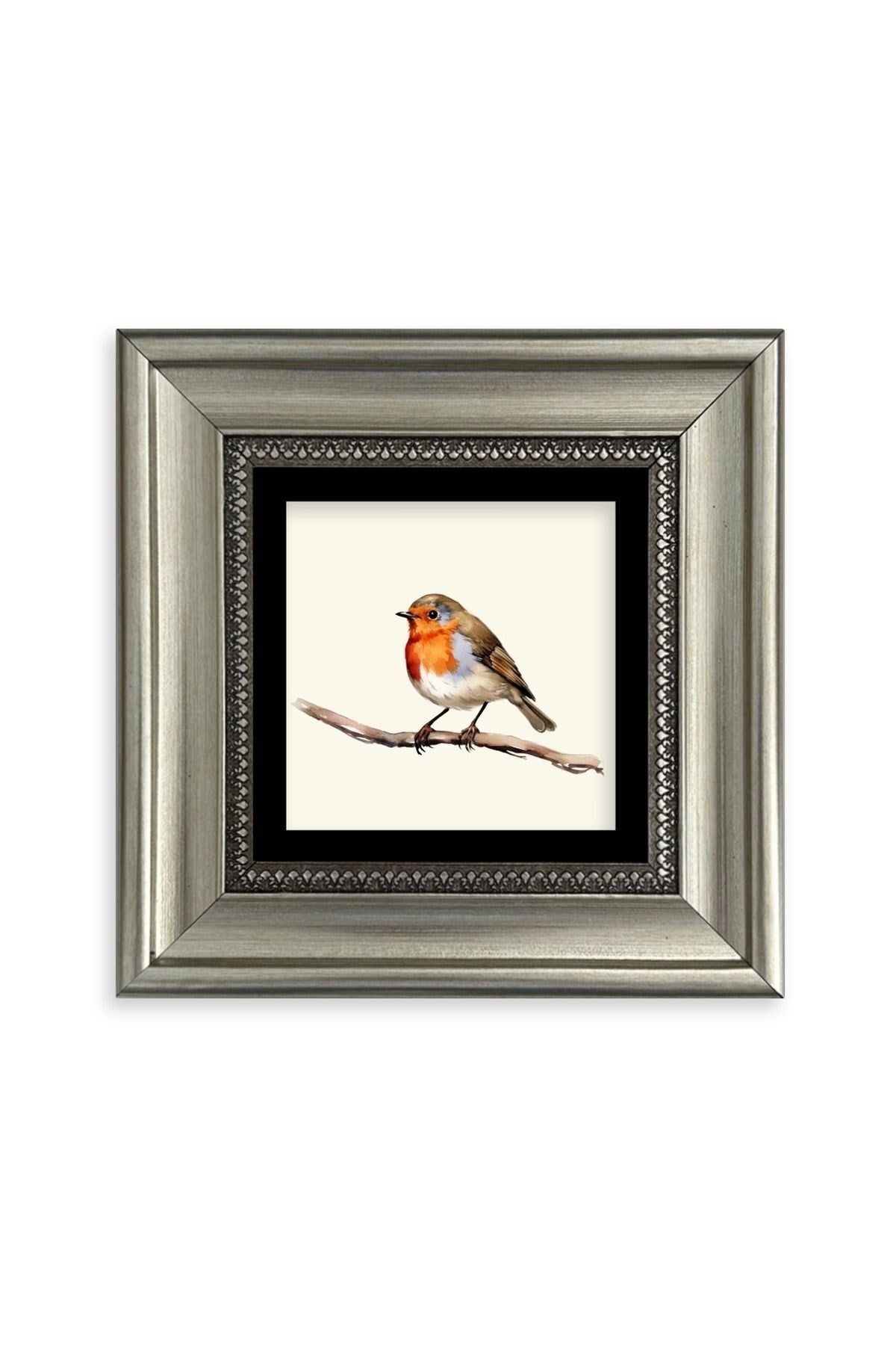 Tombul Kuş Çerçeveli Taş Tablo 20 cm