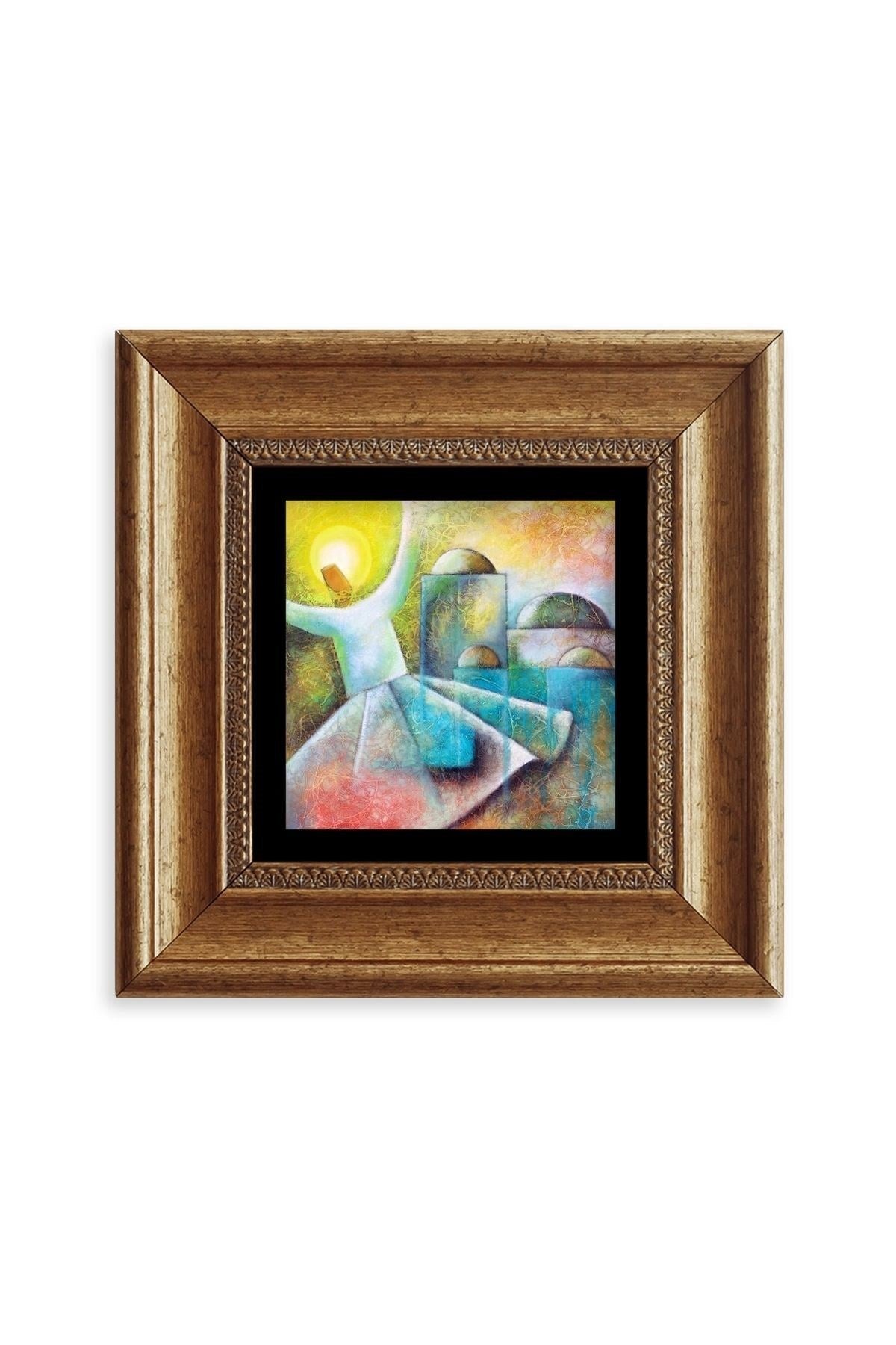 Semazen Mevlevi Çerçeveli Taş Tablo 20 cm