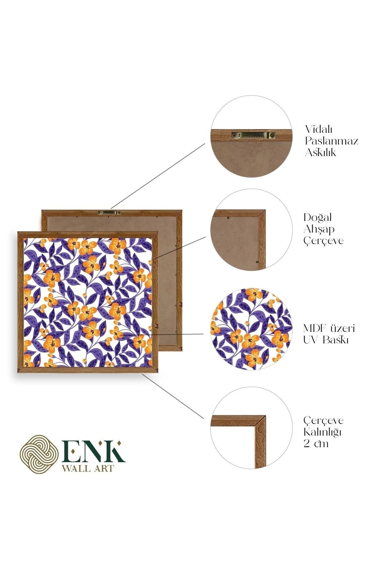 Çiçek Ahşap Çerçeveli Tablo 23 x 23