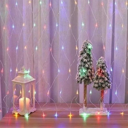 BUFFER® 1x2 Metre Dekoratif File Ağ Perde 192 LED 8 Animasyonlu Farklı Işık Modu RGB Fişli