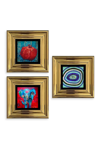 Mistik 3 lü Set Çerçeveli Taş Tablo 20 cm