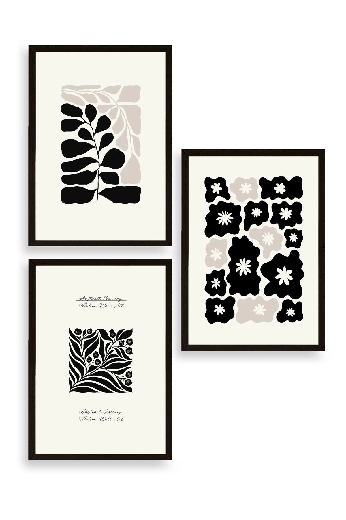 Modern Üçlü Ahşap Çerçeveli Tablo 50 x 70