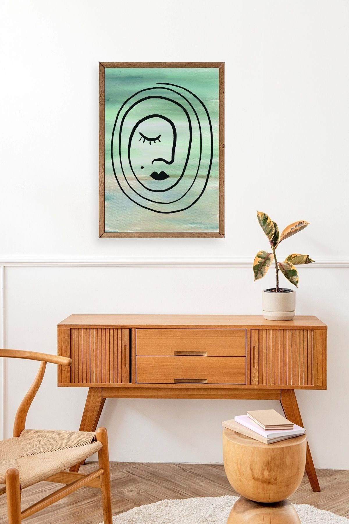 Soyut Ahşap Çerçeveli Tablo 30 x 42