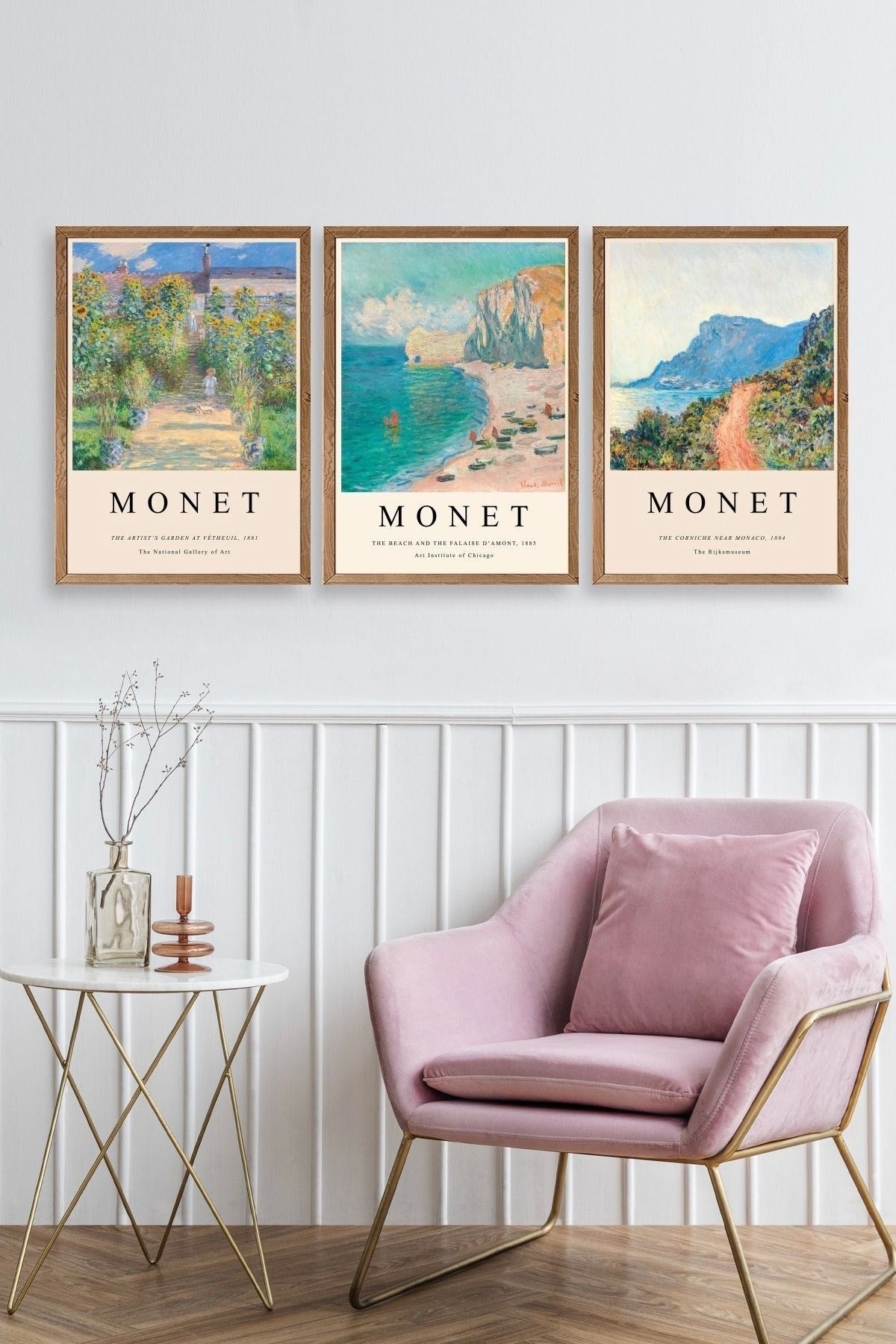 Monet Üçlü Ahşap Çerçeveli Tablo 30 x 40