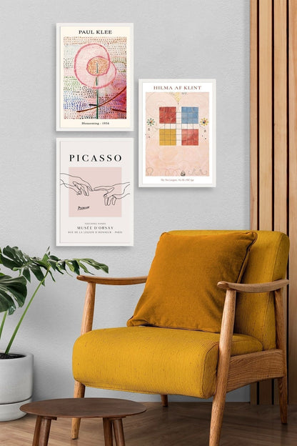 Ünlü Tablolar Üçlü Ahşap Çerçeveli Tablo 30 x 40