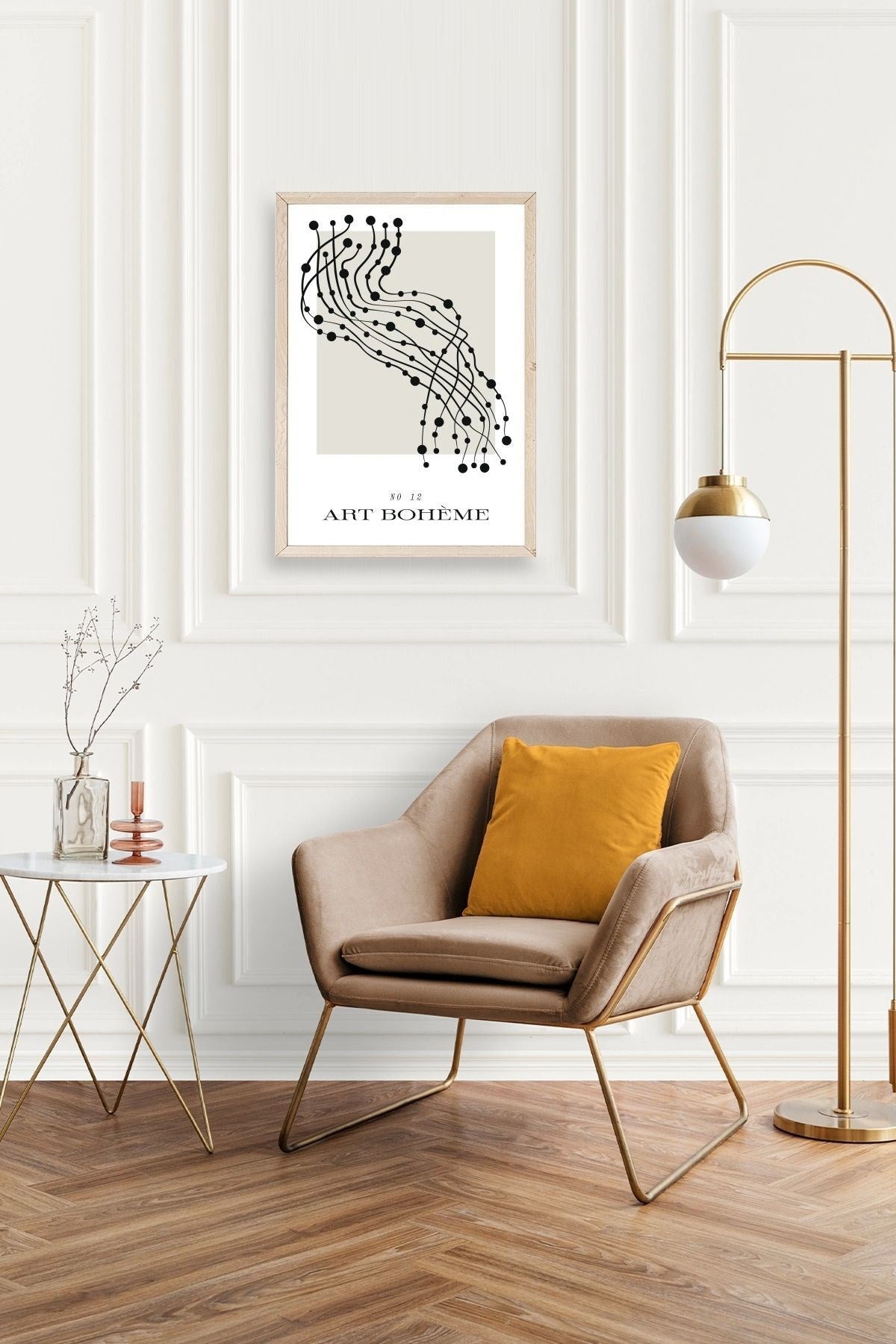 Soyut Ahşap Çerçeveli Tablo 17 x 23