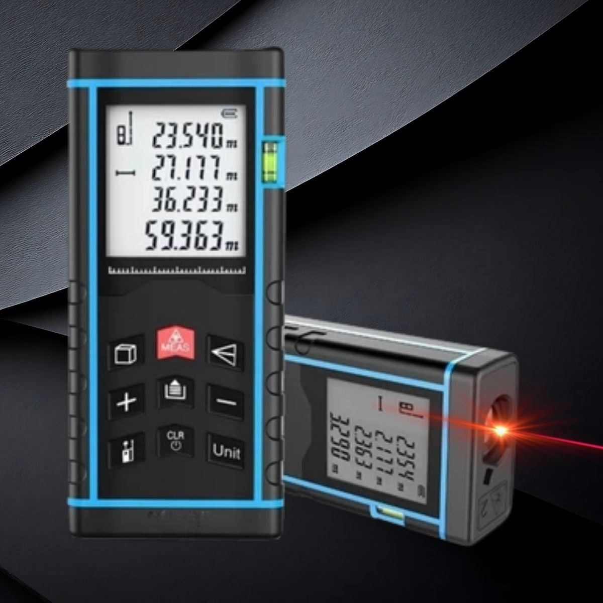 BUFFER® Profesyonel 40 Metre Dijital Lazer Metre Ölçüm Cihazı-LCD Ekranlı,Su Terazili,Pisagor Ölçüm Fonksiyonlu,20 Kayıt Hafızalı,Hassas Lazer Ölçer