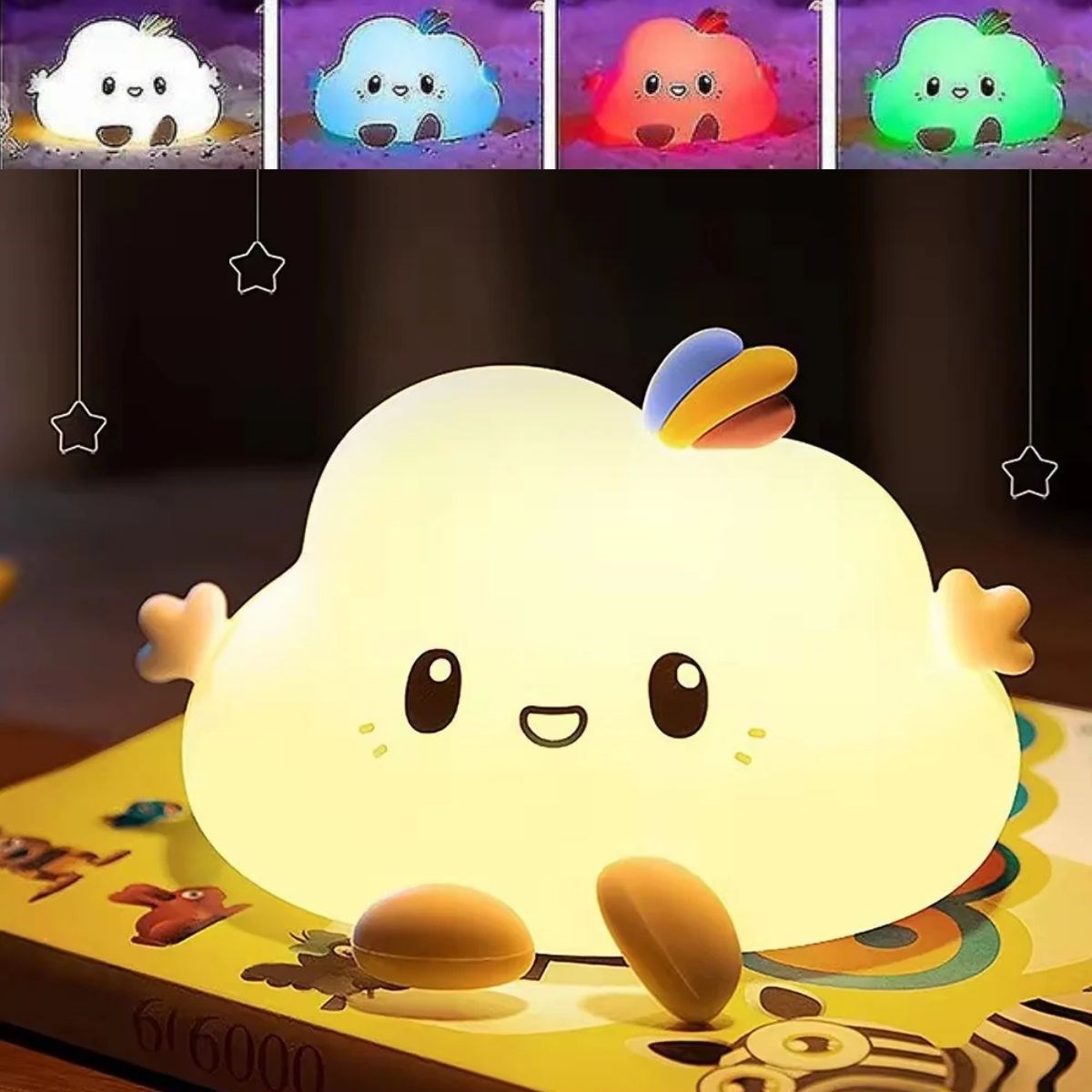 5 Farklı Renk Modlu Bulut Figürlü Pofuduk LED Gece Lambası–Yumuşak Dokulu Çocuk Odası ve Dekoratif Şarjlı Ortam Işığı