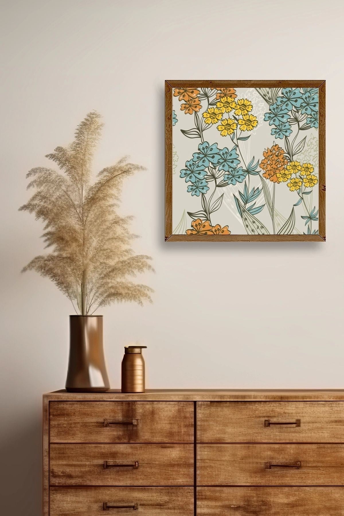 Çiçek Ahşap Çerçeveli Tablo 23 x 23