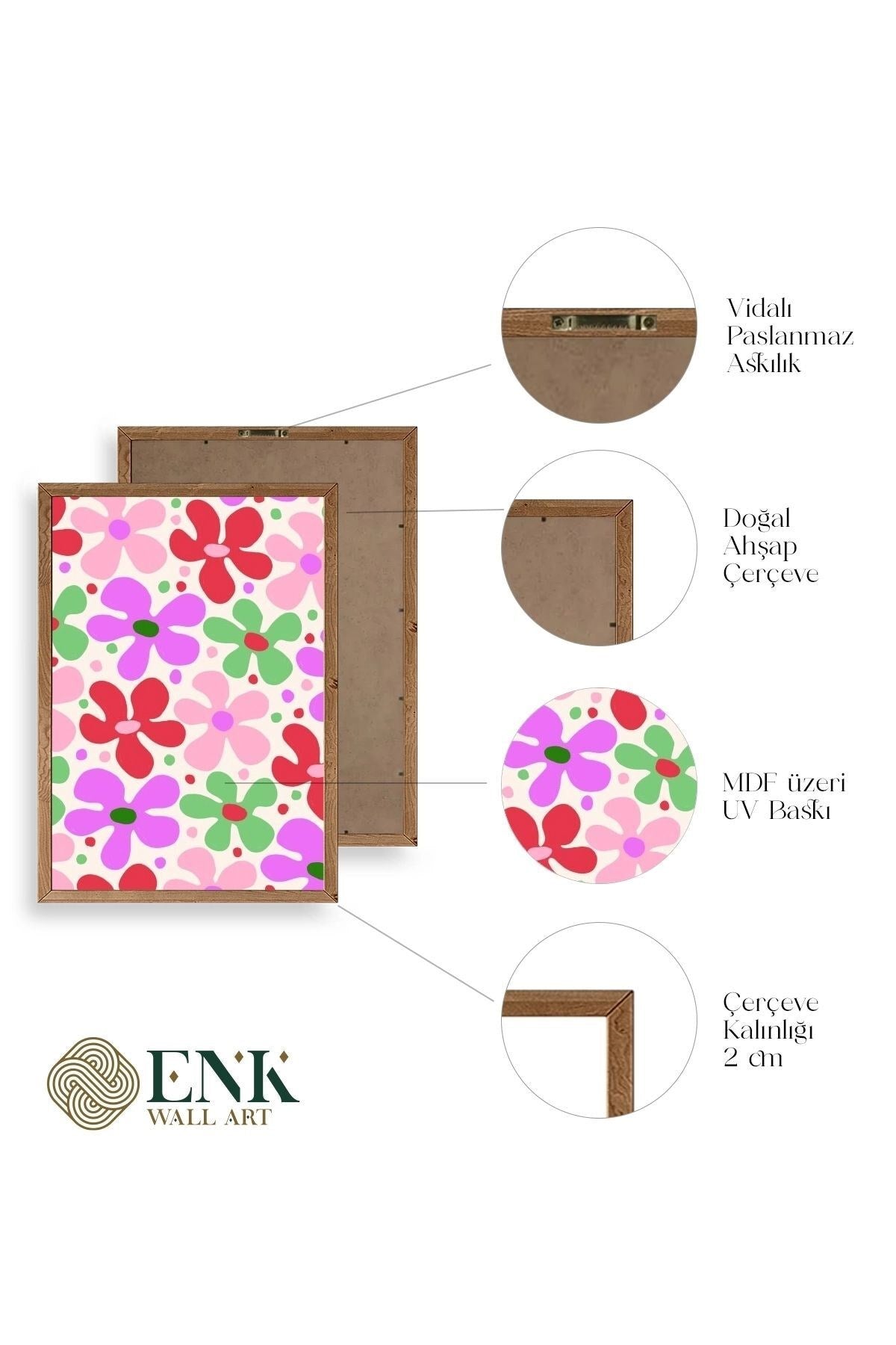 Çiçekler Ahşap Çerçeveli Tablo 17 x 23