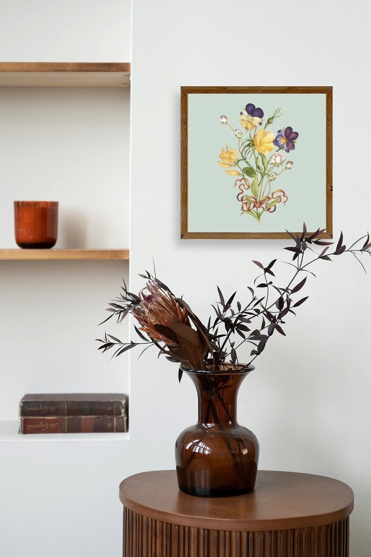 Çiçek Ahşap Çerçeveli Tablo 23 x 23