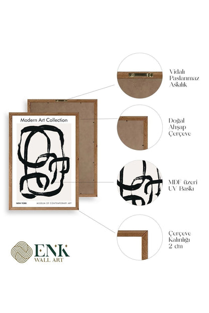 Modern Üçlü Ahşap Çerçeveli Tablo 30 x 40