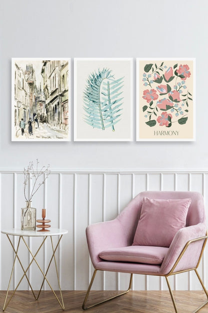 Harmony Üçlü Ahşap Çerçeveli Tablo 40 x 60