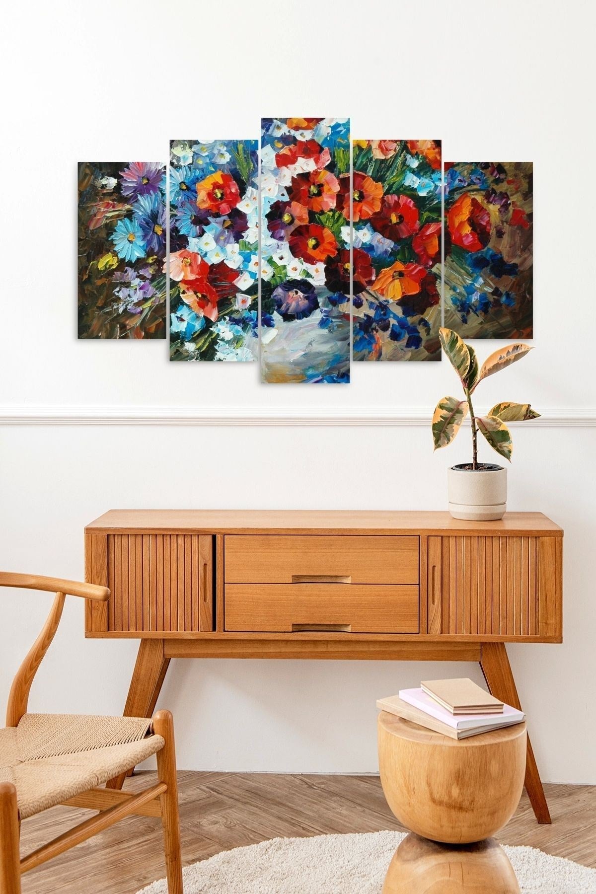 Çiçekler 5 Parçalı Mdf Tablo 60 x 100