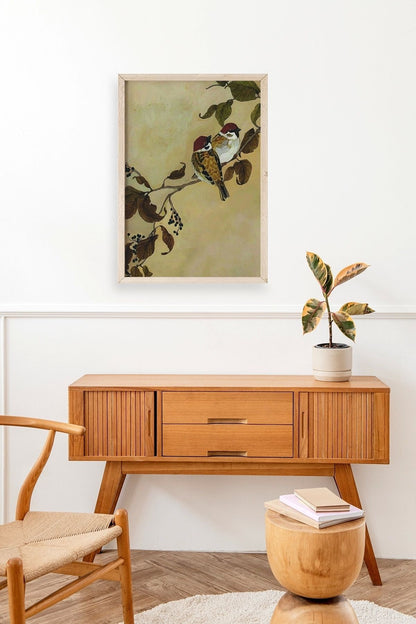 Kuş Ahşap Çerçeveli Tablo 30 x 42