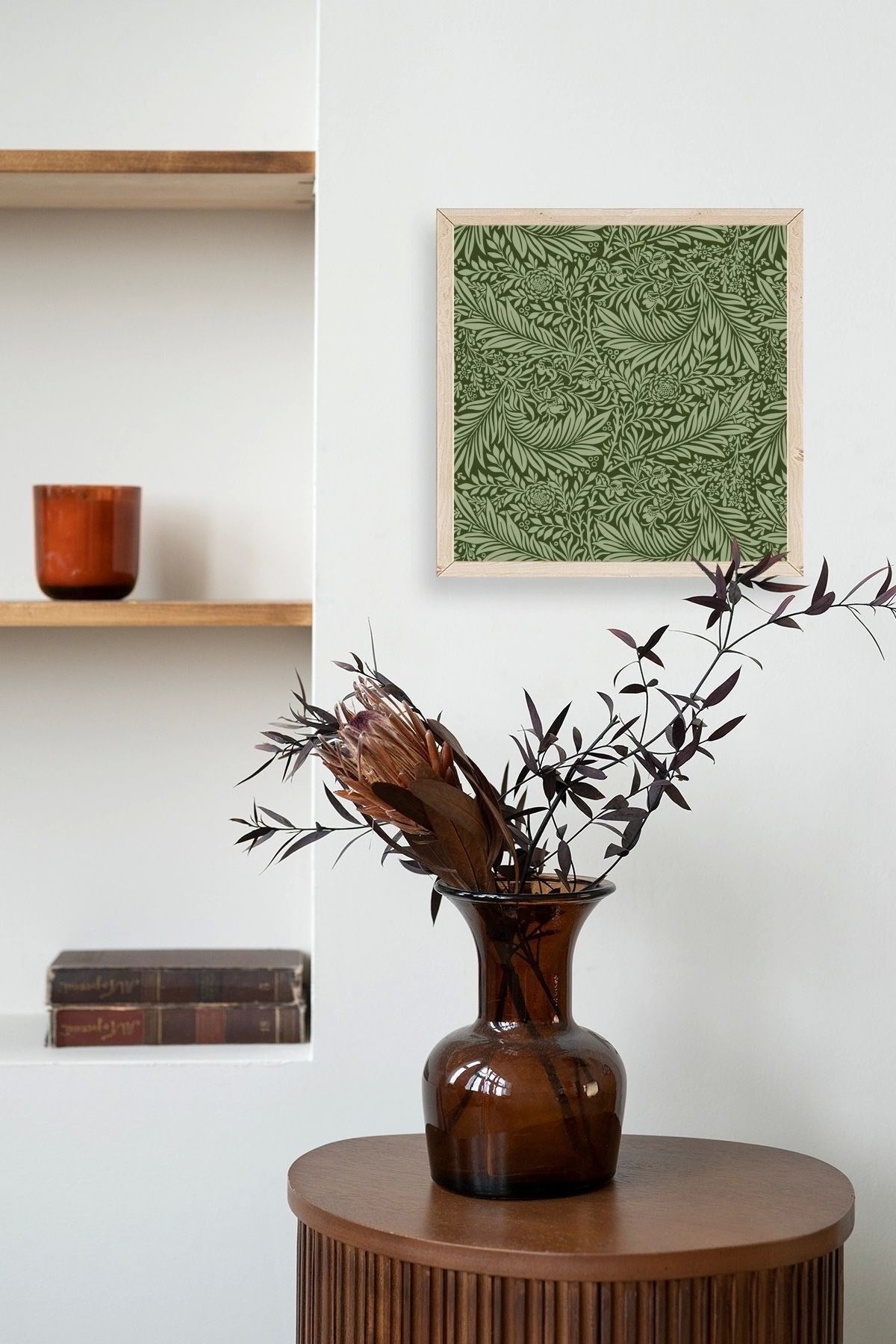 Yaprak Ahşap Çerçeveli Tablo 50 x 50