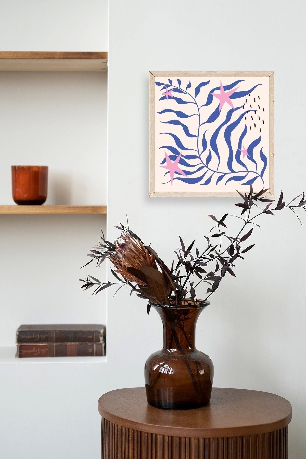 Yaprak Ahşap Çerçeveli Tablo 50 x 50