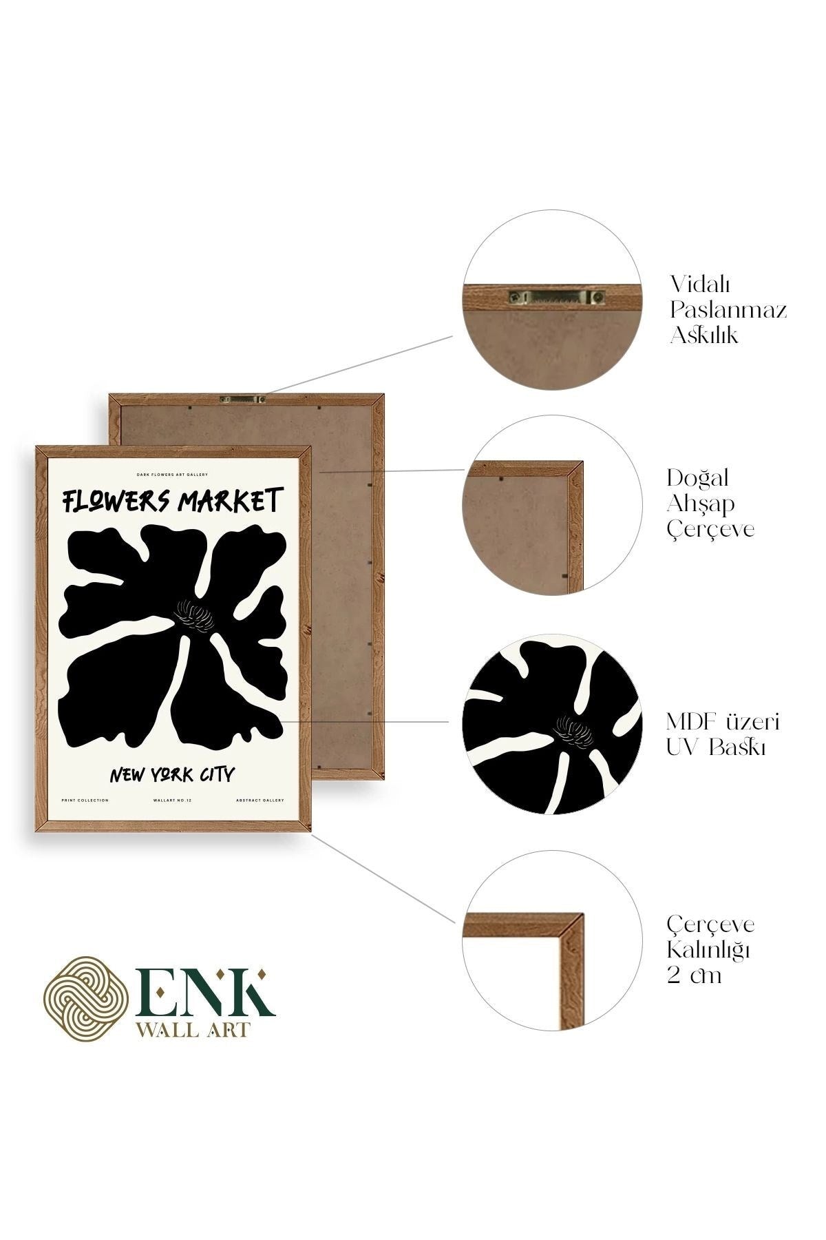 Çiçek Ahşap Çerçeveli Tablo 50 x 70