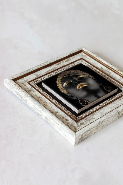 Afrikalı Kadın Çerçeveli Taş Tablo , Çerçeveli Taş Duvar Dekoru-enkcrcvtbl-00149 20 cm