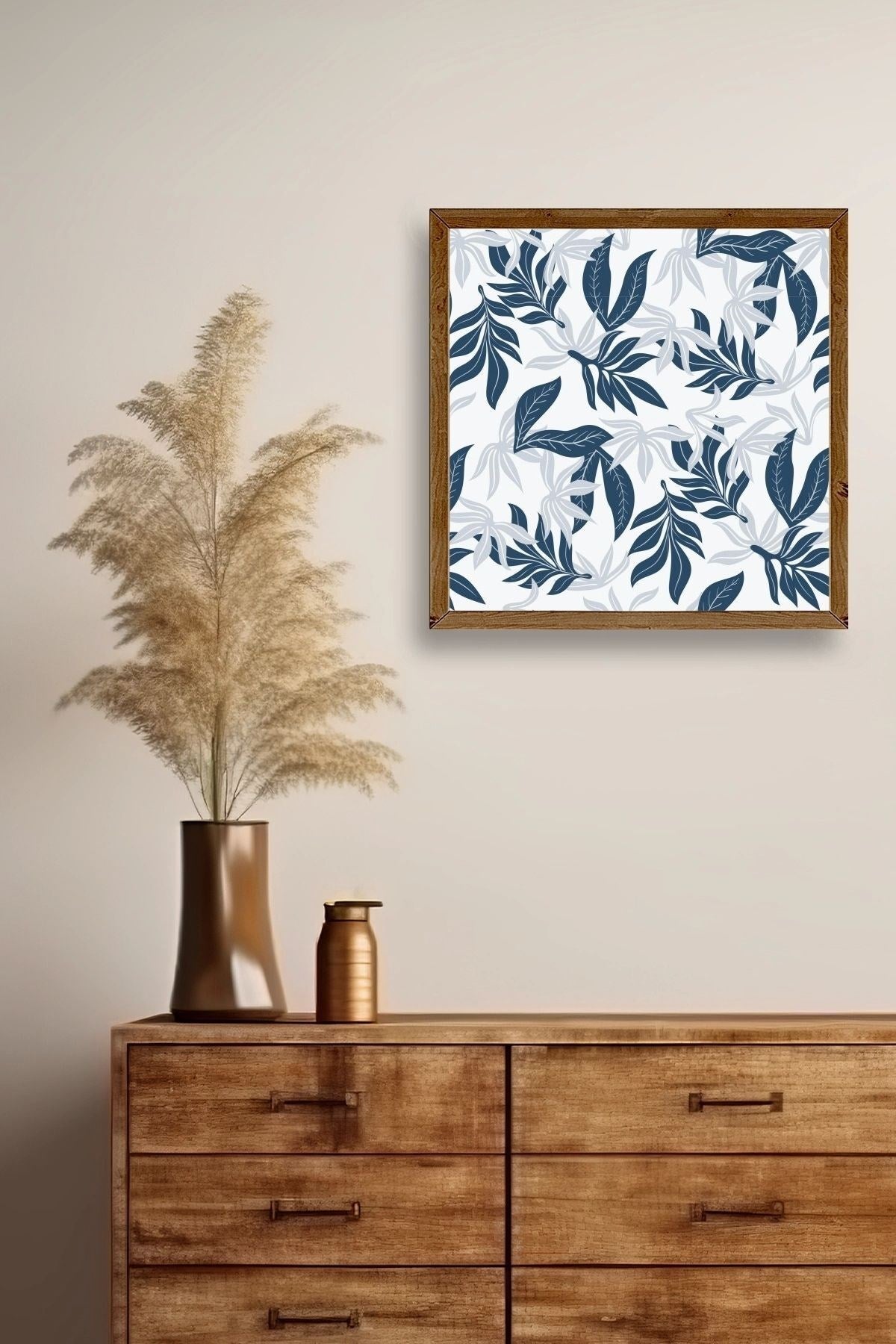 Yaprak Ahşap Çerçeveli Tablo 42 x 42