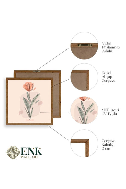 Çiçek Ahşap Çerçeveli Tablo 23 x 23