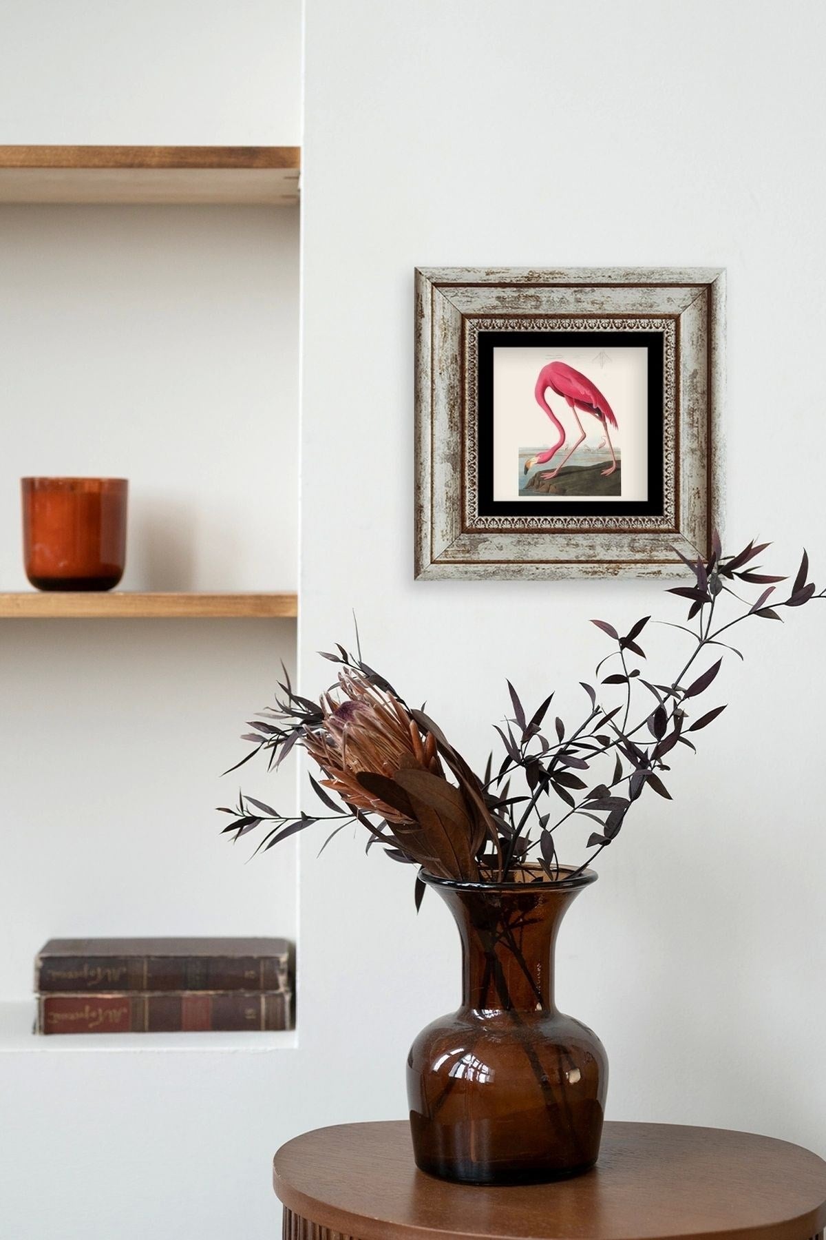 Flamingo Çerçeveli Taş Tablo 20 cm