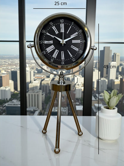 Zentime Krom Şık Üç Ayaklı Masa Saati