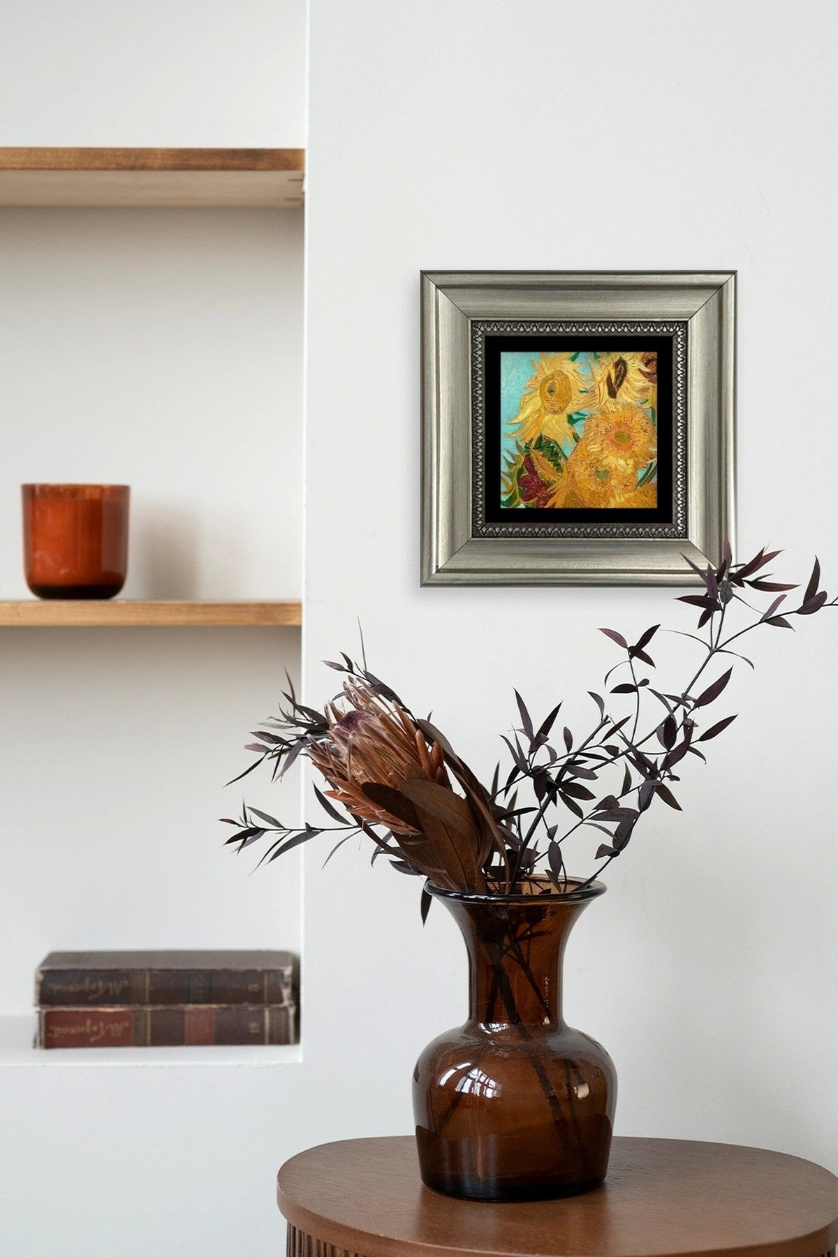 Ayçiçeği Çerçeveli Taş Tablo 20 cm