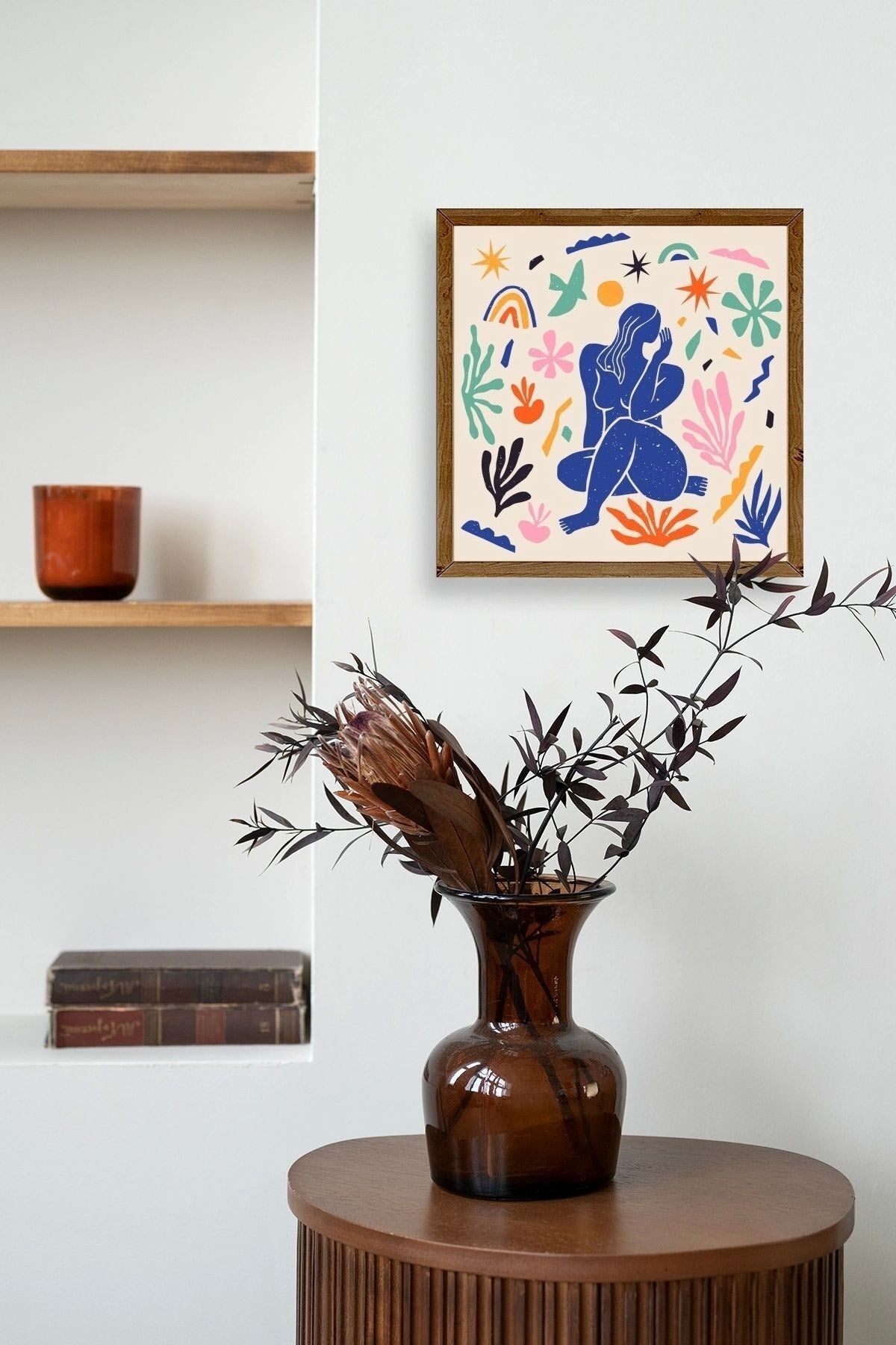 Kadın Ahşap Çerçeveli Tablo 50 x 50