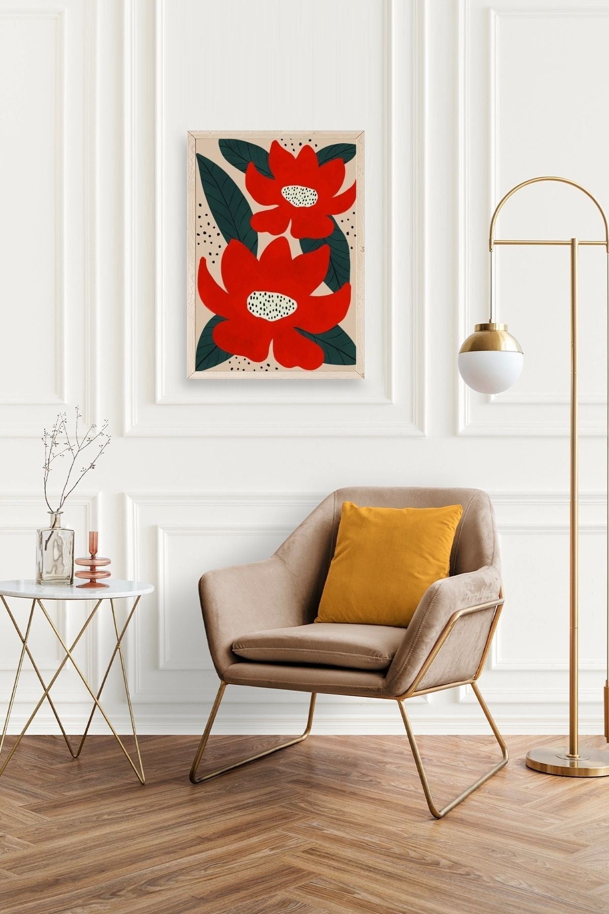 Çiçek Ahşap Çerçeveli Tablo 17 x 23