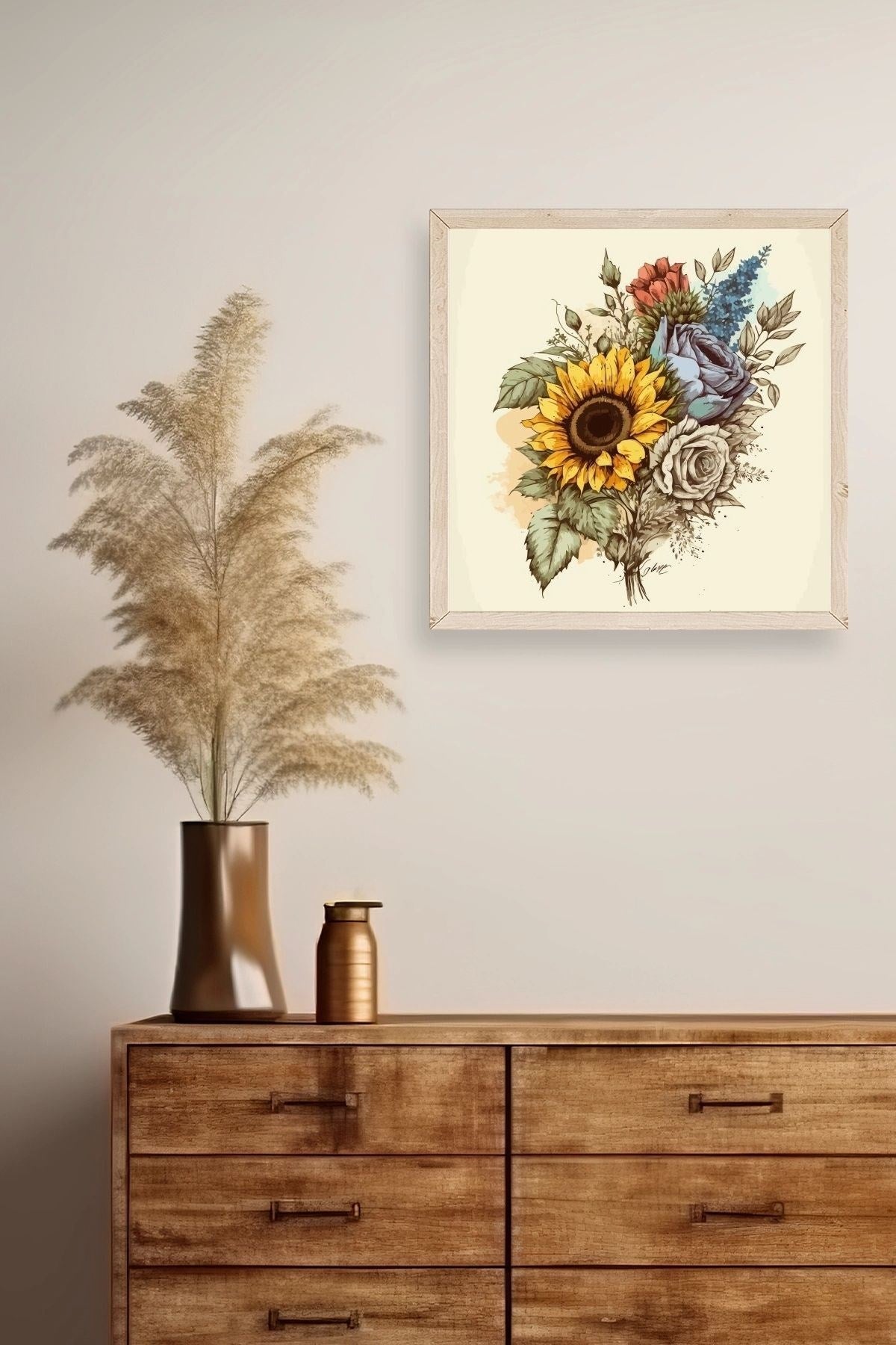 Ayçiçeği Ahşap Çerçeveli Tablo 23 x 23