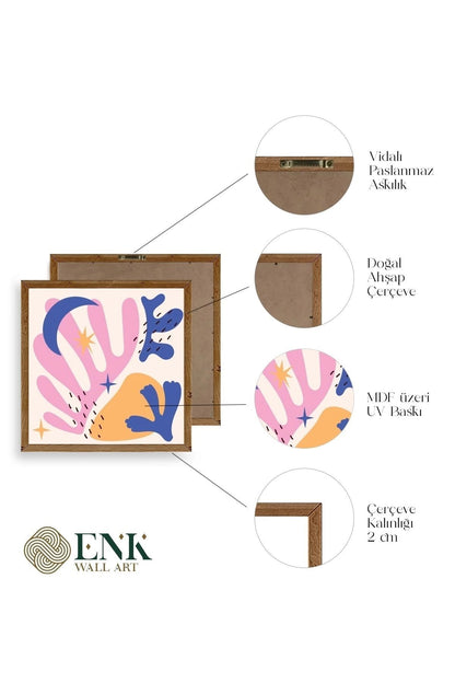 Soyut Ahşap Çerçeveli Tablo 42 x 42