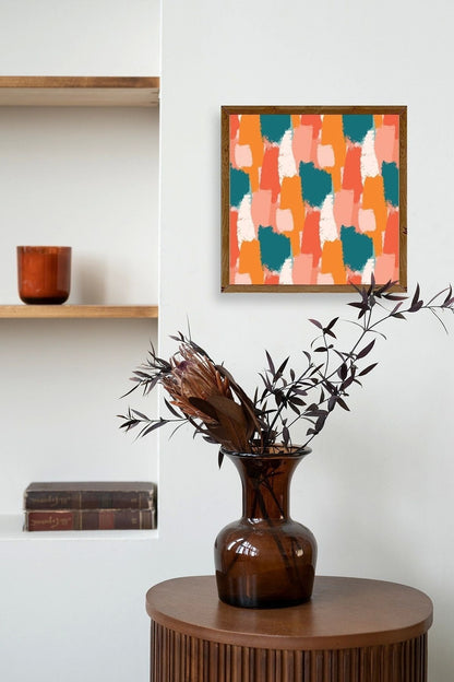 Soyut Ahşap Çerçeveli Tablo 50 x 50