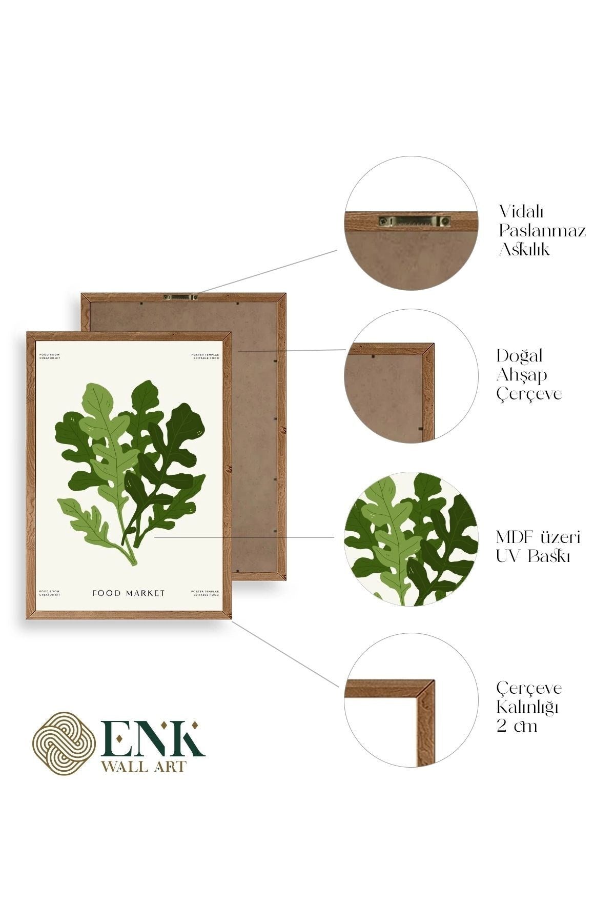 Yaprak Ahşap Çerçeveli Tablo 30 x 42