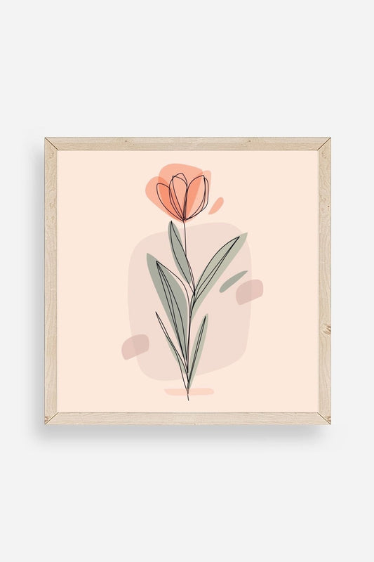 Çiçek Ahşap Çerçeveli Tablo 50 x 50