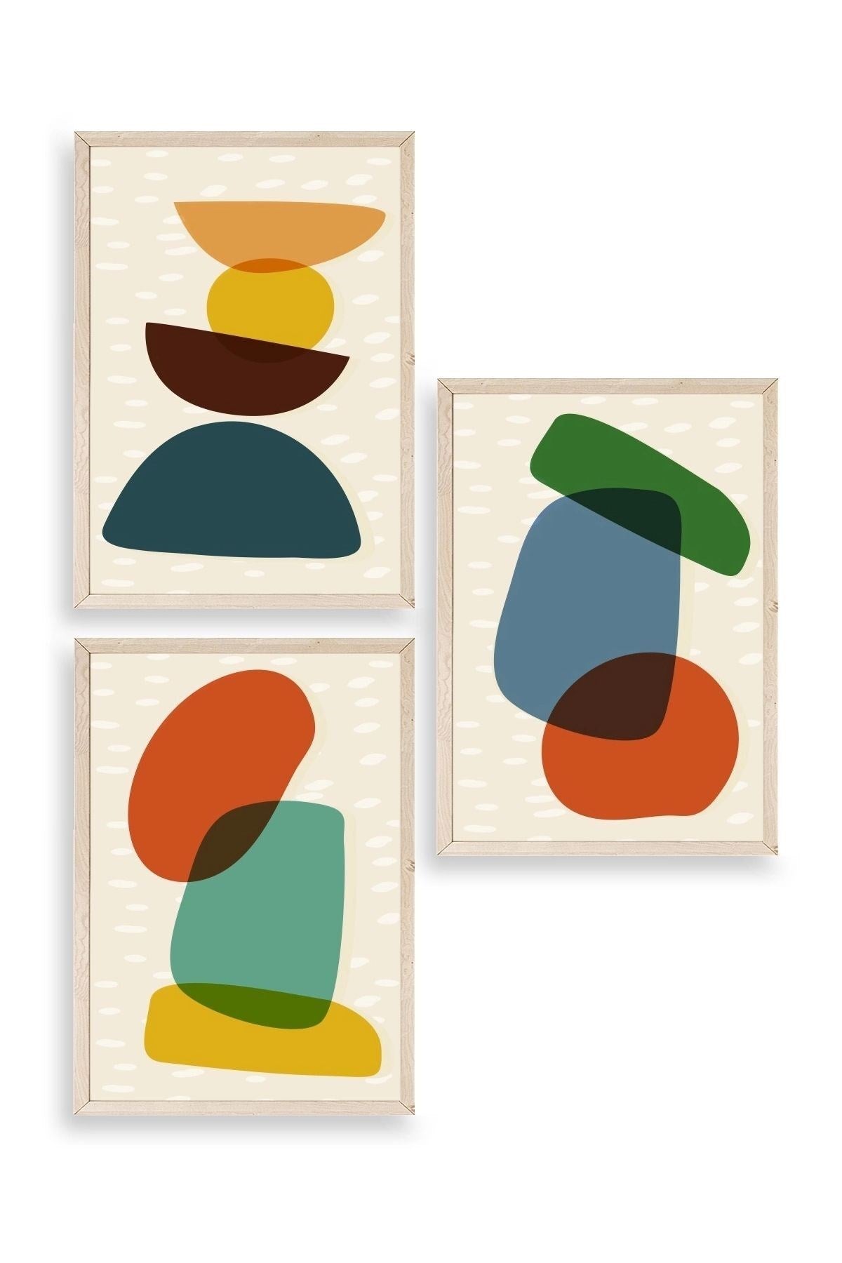 Rahatlatıcı Desenler Üçlü Ahşap Çerçeveli Tablo 30 x 42