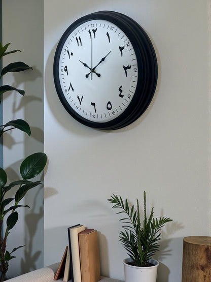 Siyah Arapça Rakamlı 40 Cm Metal Duvar Saati