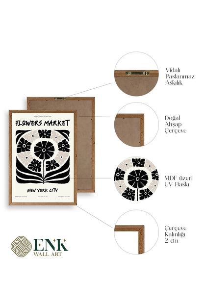 Soyut Ahşap Çerçeveli Tablo 50 x 70