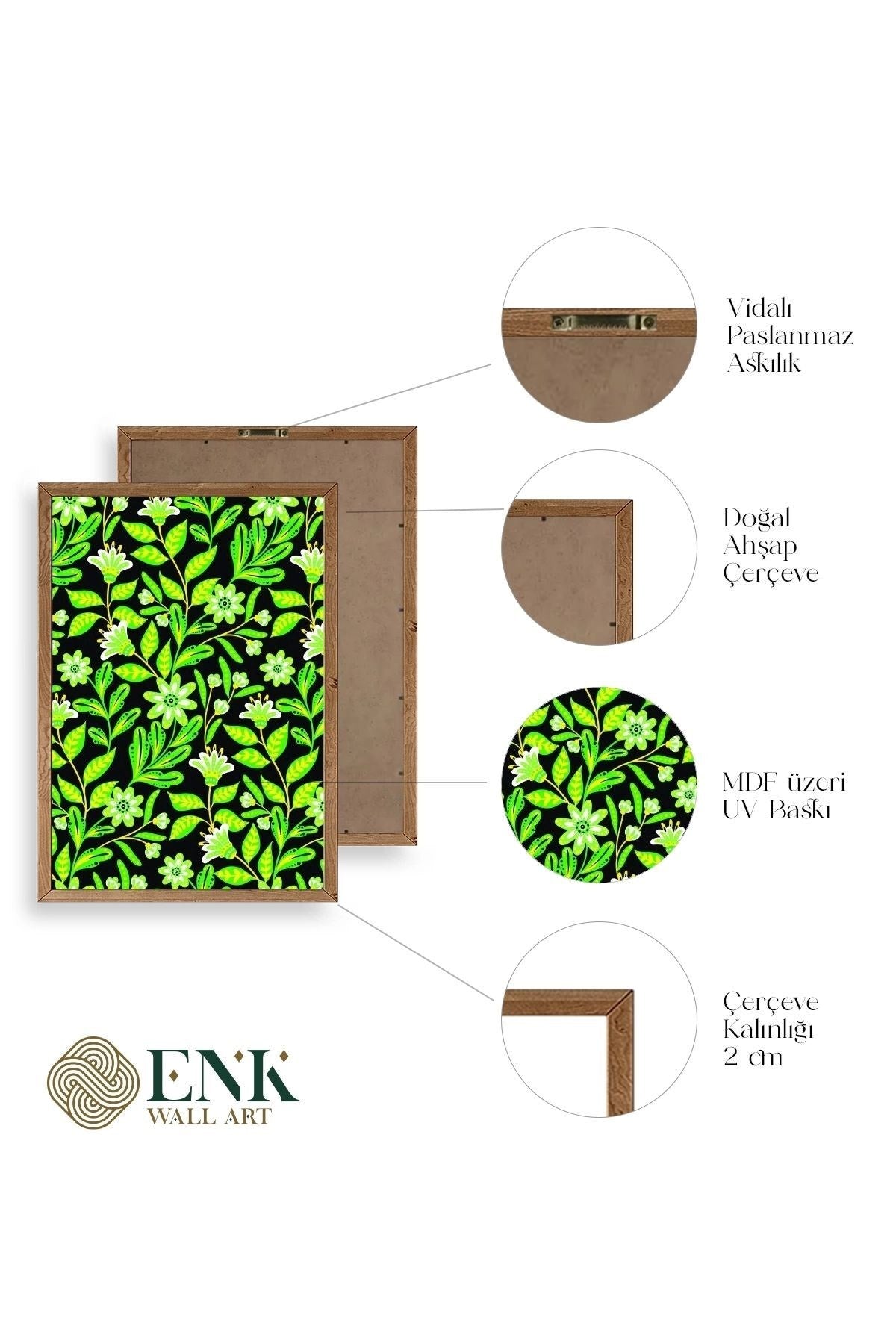 Yapraklar Ahşap Çerçeveli Tablo 23 x 30