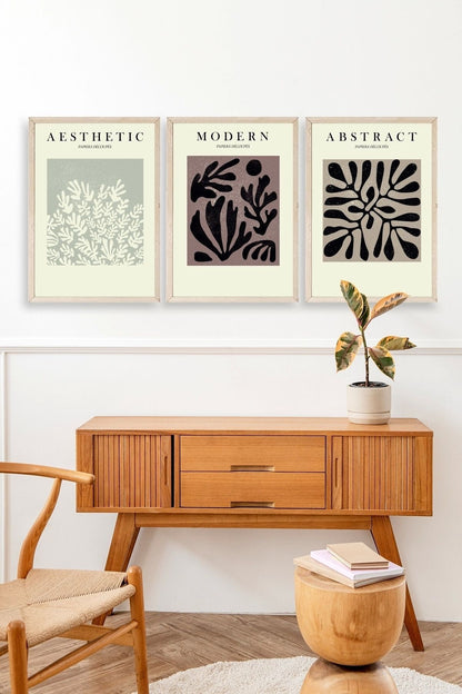 Modern Üçlü Ahşap Çerçeveli Tablo 23 x 30