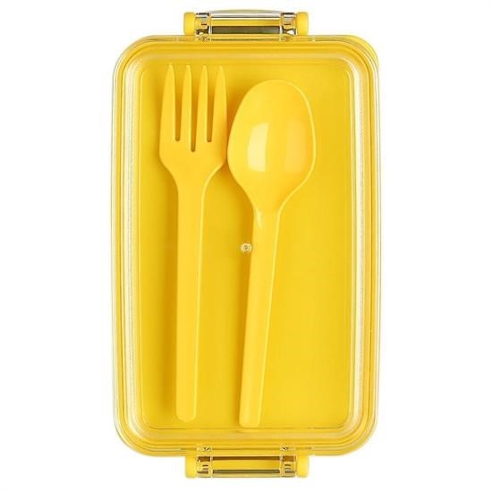 BUFFER® 2 Bölmeli Çok Amaçlı 900 ml Kapasiteli Çatal Kaşıklı Dayanıklı Beslenme Kabı Yiyecek Kutusu