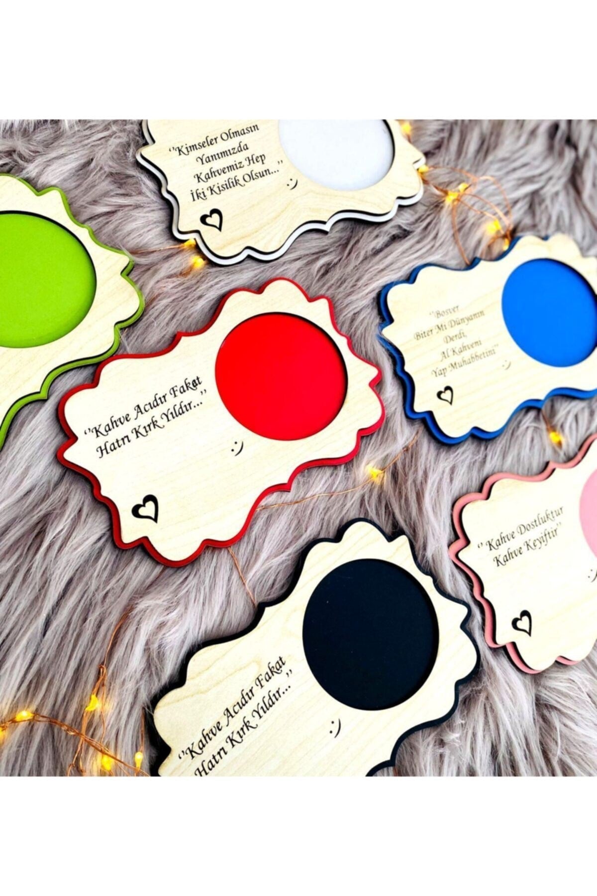 Ahşap Fincan Altlığı 6'lı Kahve Altı