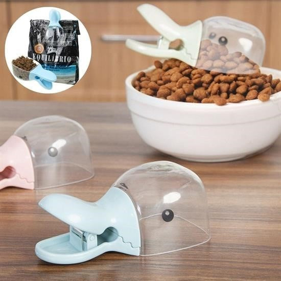 BUFFER® Ördek Tasarımlı Mandallı Tazelik Koruyan Ölçekli Kuru Mama Kaşığı Mama Ölçeği