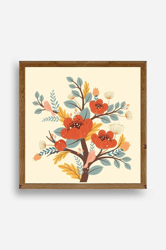 Çiçek Ahşap Çerçeveli Tablo 23 x 23