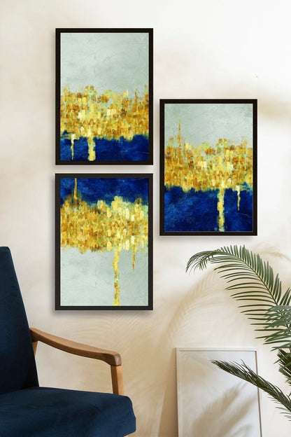 Ünlü Tablolar Üçlü Ahşap Çerçeveli Tablo 23 x 30