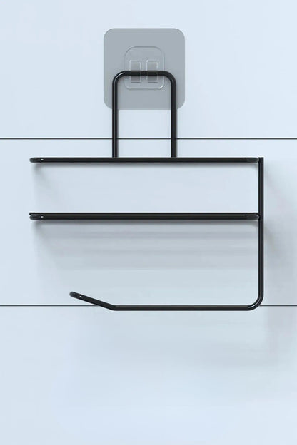 BUFFER® Kendiliğinden Yapışkanlı Tuvalet Kağıdı Tutacağı ve Yedek Raf - Siyah Modern Metal Tasarım