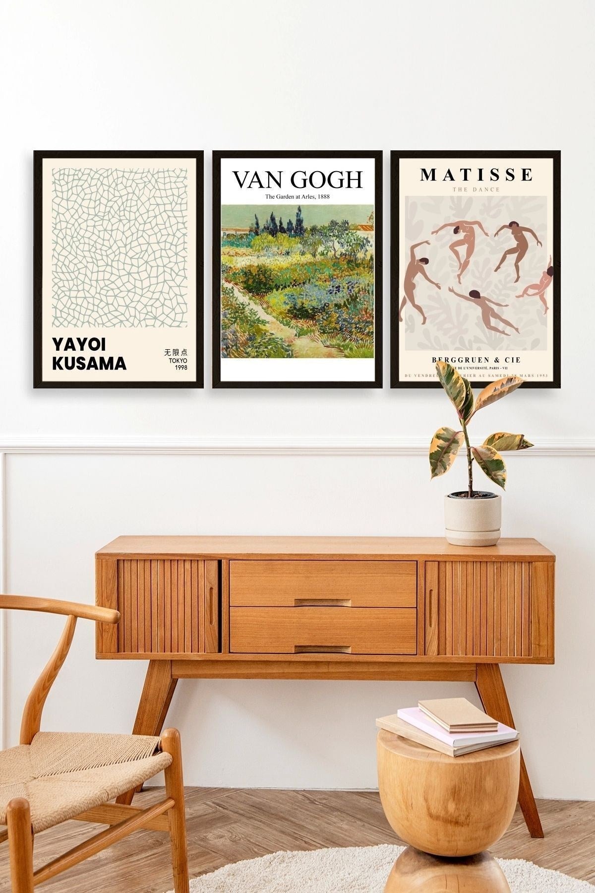 Ünlü Tablolar Üçlü Ahşap Çerçeveli Tablo 30 x 40